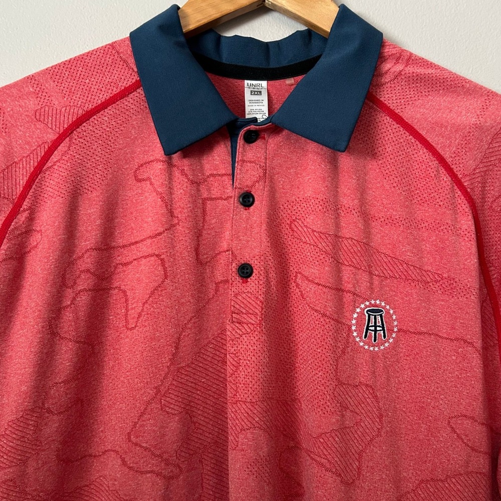UNRL Golf Polo Shirt Mens 2XL Red Barstool Sports Camo Short Sleeve Performance